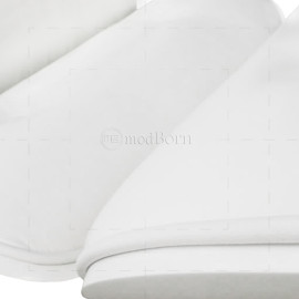 Lounge Chair and Ottoman White Leather White Wood